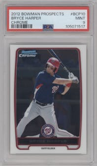 Bryce Harper from the 2012 Bowman set graded by PSA and given an overall grade of 9.
