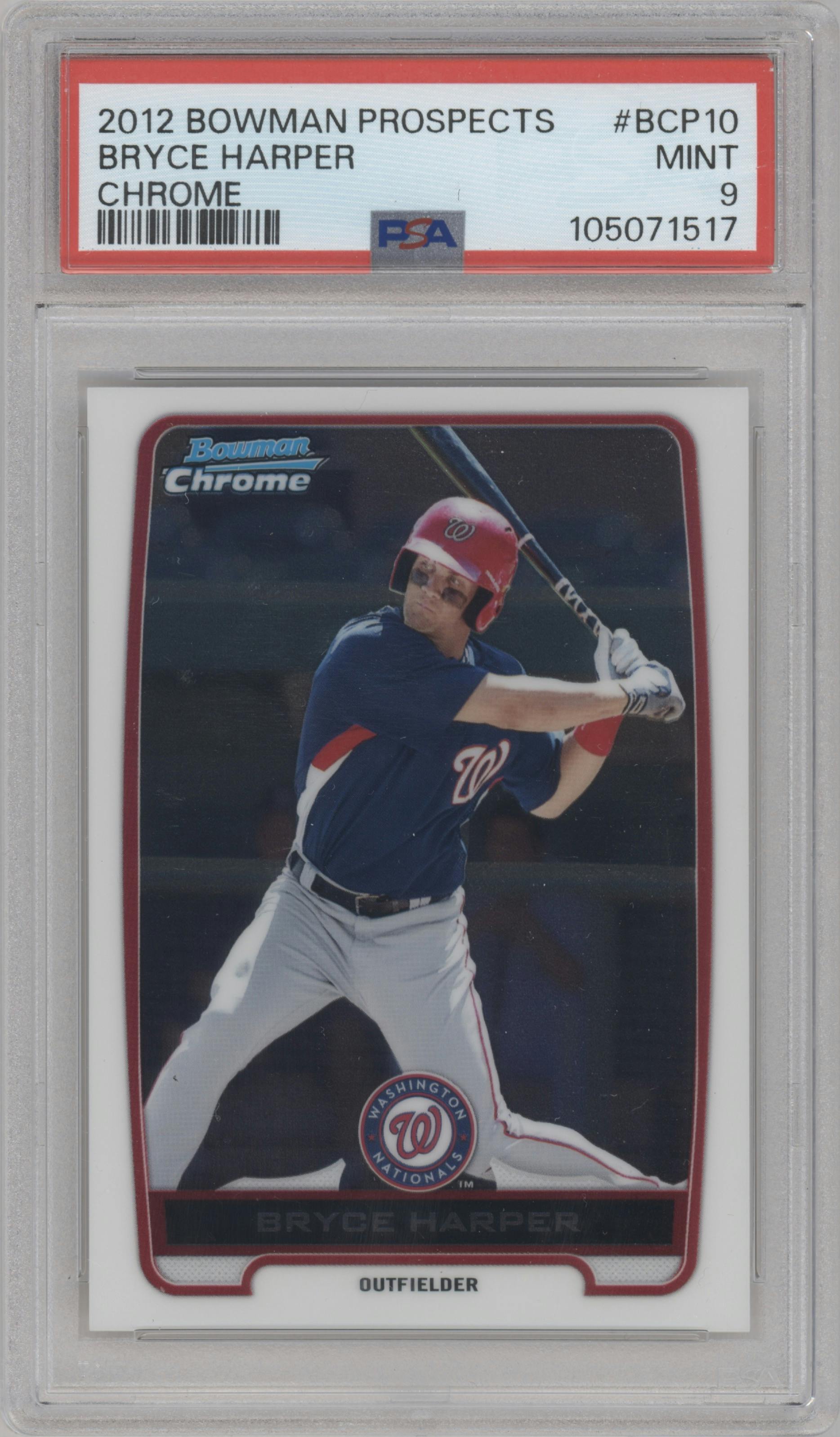 Bryce Harper from the 2012 Bowman set graded by PSA and given an overall grade of 9.