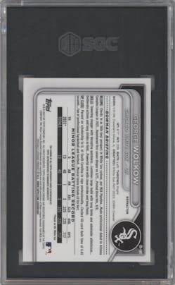 George Wolkow from the 2024 Bowman set featuring a Refractor parallel graded by SGC and given an overall grade of 10.