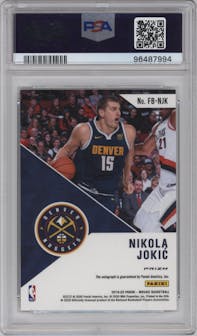 Nikola Jokic from the 2019-20 Panini Mosaic set graded by PSA and given an overall grade of 10.