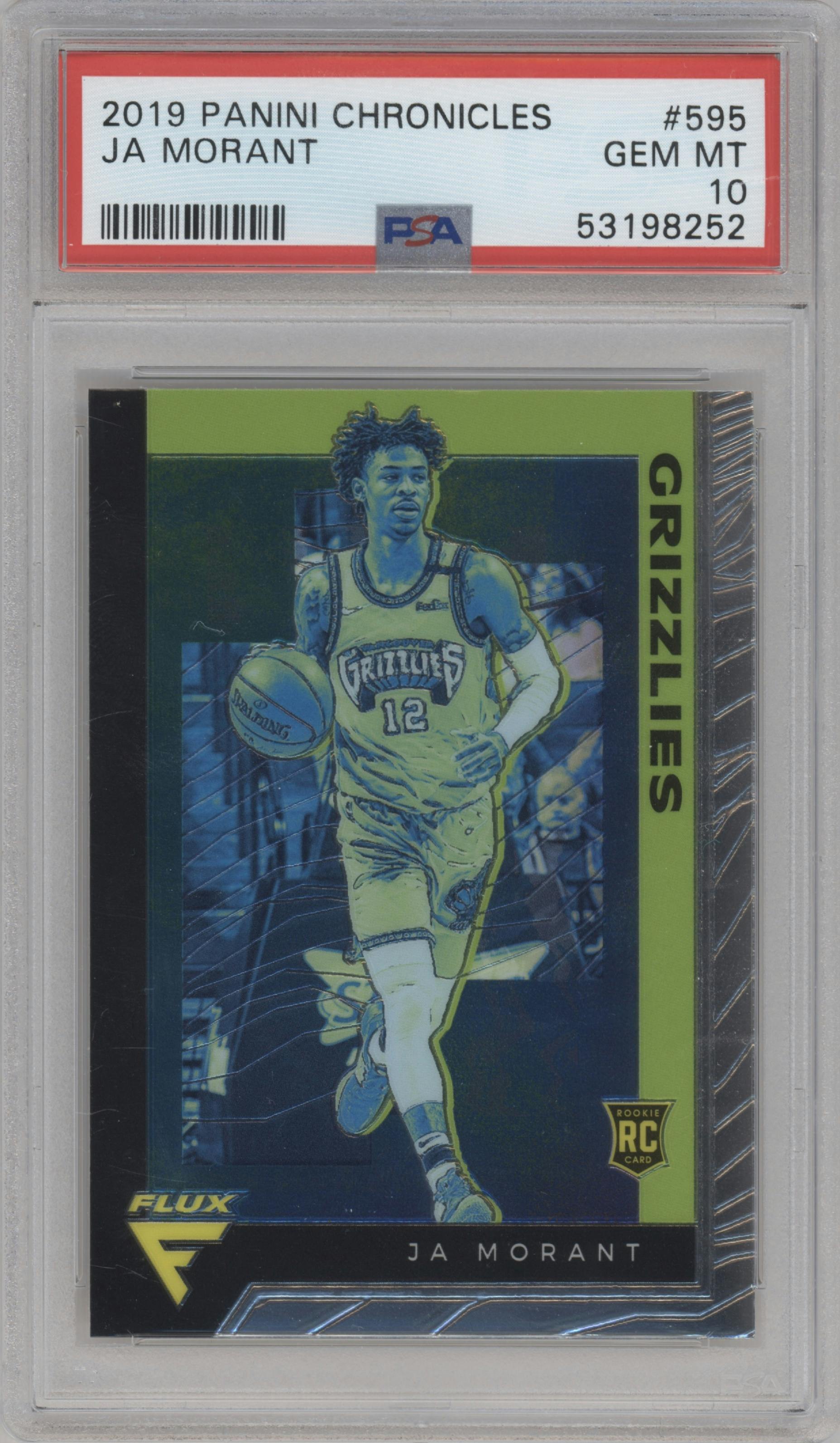Ja Morant from the 2019-20 Panini Chronicles  set graded by PSA and given an overall grade of 10.
