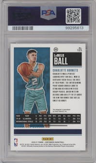 LaMelo Ball from the 2020-21 Panini Contenders set featuring a Playoff Ticket parallel graded by PSA and given an overall grade of 10.