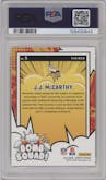 J.J. McCarthy from the 2024 Donruss set graded by PSA and given an overall grade of 10.