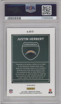 Justin Herbert from the 2021 Panini Donruss Optic set graded by PSA and given an overall grade of 10.