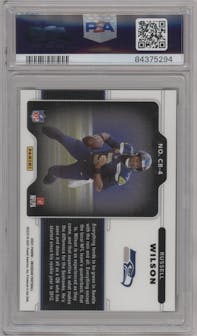 Russell Wilson from the 2021 Panini Obsidian set graded by PSA and given an overall grade of 10.