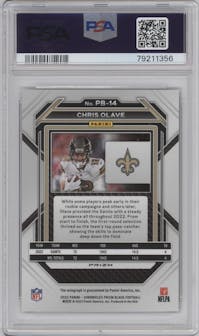 Chris Olave from the 2022 Panini Chronicles set graded by PSA and given an overall grade of 10.
