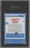 Jahmyr Gibbs from the 2023 Donruss Optic set featuring a Blue Glitter parallel graded by SGC and given an overall grade of 9.5.