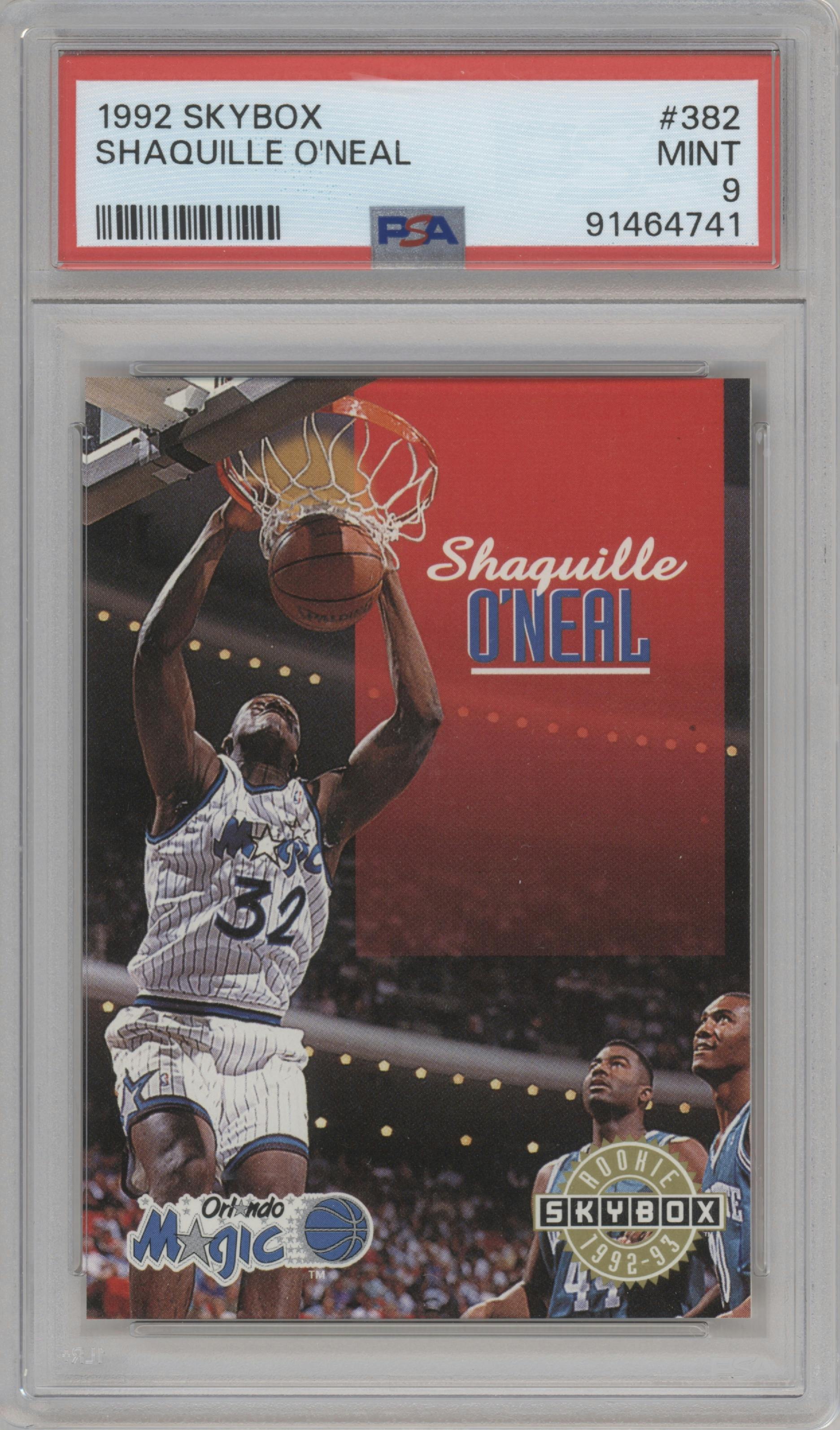 Shaquille O'Neal from the 1992-93 Skybox set graded by PSA and given an overall grade of 9.