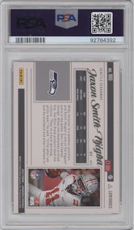 Jaxon Smith-Njigba from the 2023 Panini Luminance set featuring a Red parallel graded by PSA and given an overall grade of 10.