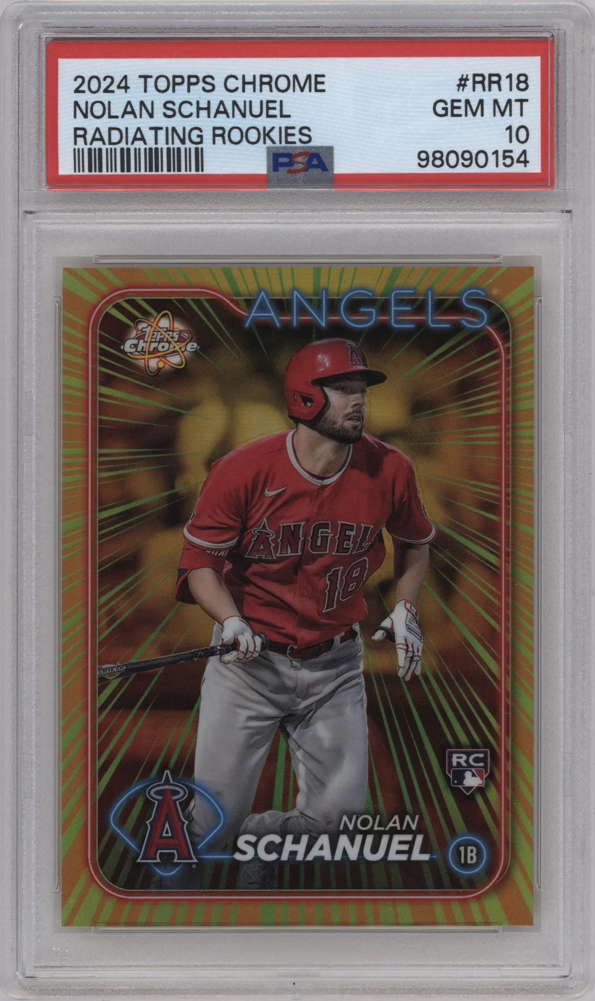 2024 Topps Chrome Radiating Rke. Nolan Schanuel PSA 10