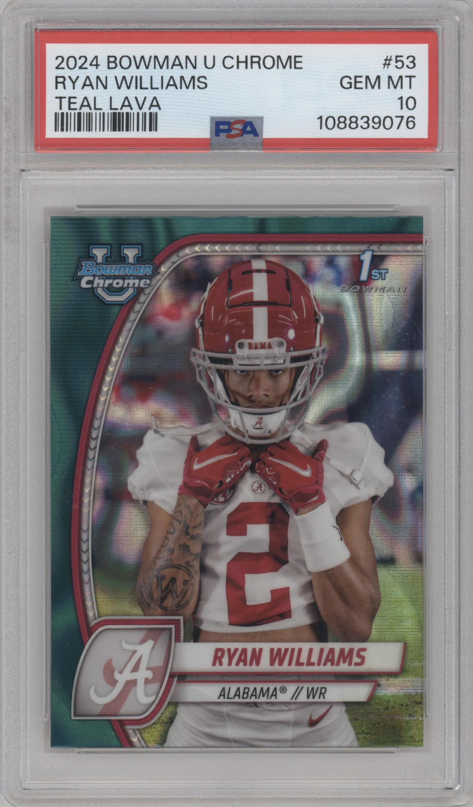 2024 Bowman University Chrome Ryan Williams Teal Lava Refractor #53 PSA 10