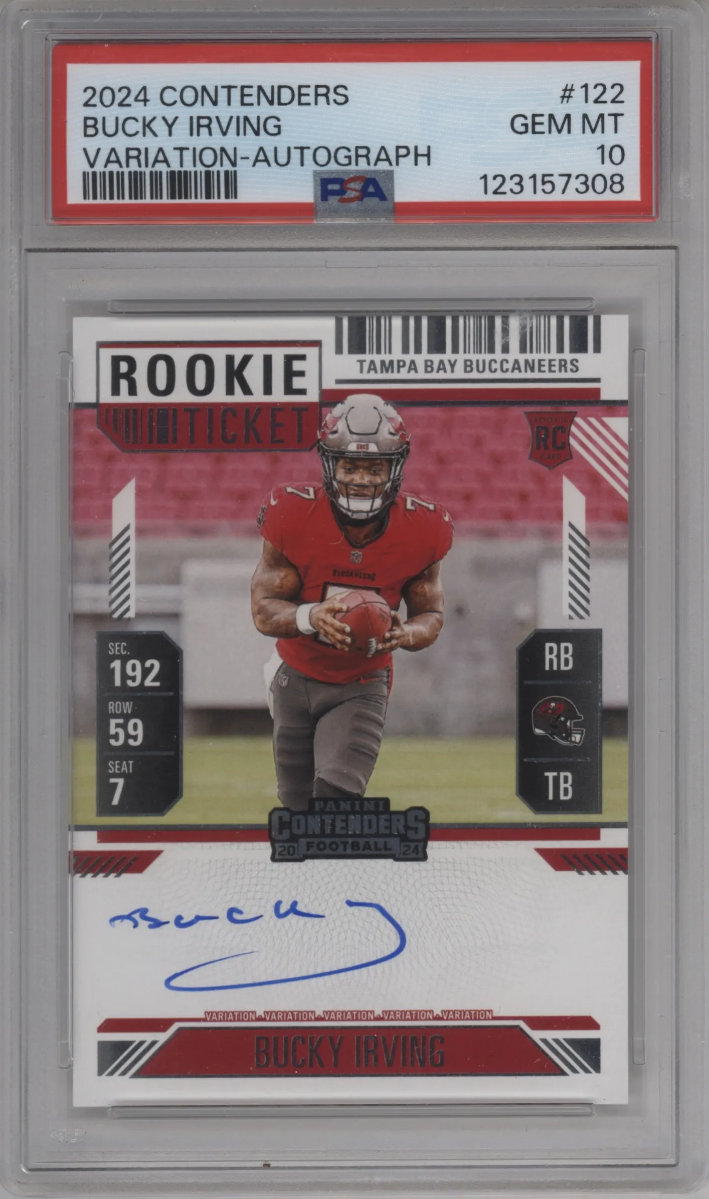 2024 Panini Contenders Rke.Tkt.Au.Var Bucky Irving PSA 10
