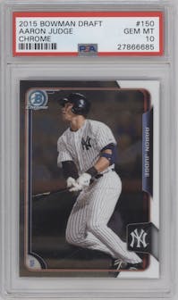 Aaron Judge from the 2015 Bowman Draft set graded by PSA and given an overall grade of 10.