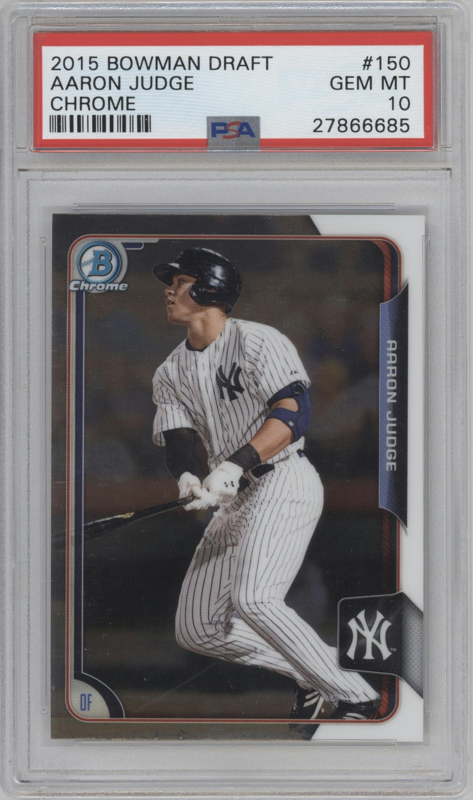 Aaron Judge from the 2015 Bowman Draft set graded by PSA and given an overall grade of 10.