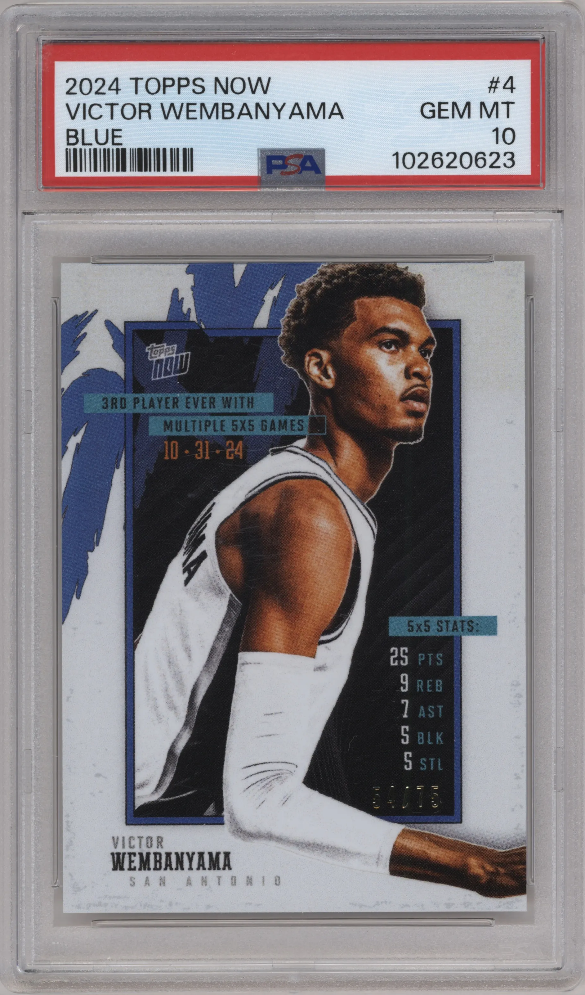 2024 Topps Now Victor Wembanyama Blue #4 PSA 10
