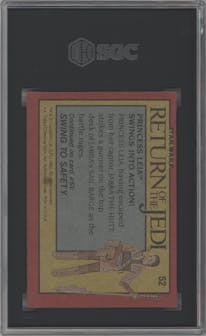 Princess Leia Swings Into Action! from the 1983 Topps Star Wars Return of the Jedi Series 1 set graded by SGC and given an overall grade of 7.5.