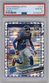 Jalin Hyatt from the 2023 Donruss Optic set featuring a Shield parallel graded by PSA and given an overall grade of 10.