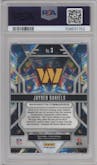 Jayden Daniels from the 2024 Panini Prizm set featuring a Green Prizm parallel graded by PSA and given an overall grade of 10.