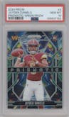 Jayden Daniels from the 2024 Panini Prizm set featuring a Green Prizm parallel graded by PSA and given an overall grade of 10.