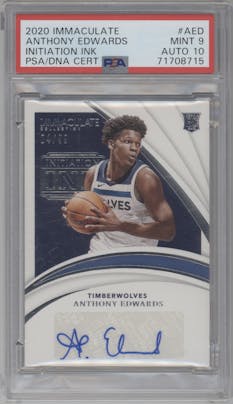 Anthony Edwards from the 2020-21 Panini Immaculate Collection  set graded by PSA and given an overall grade of 9.