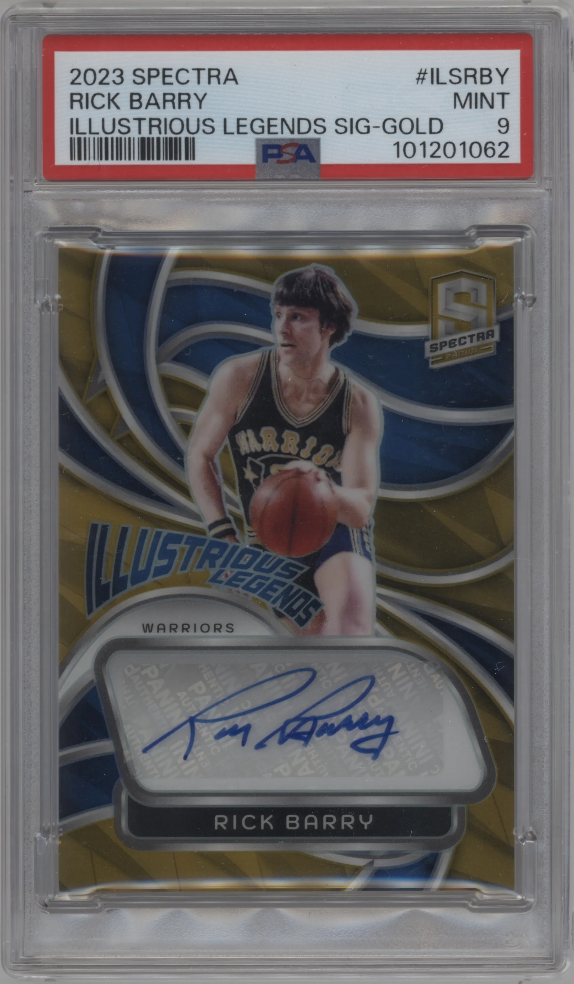 2023 Panini Spectra Illustrious Legends Sig. Rick Barry Gold PSA 9