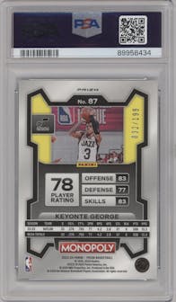 Keyonte George from the 2023-24 Panini Prizm Monopoly set featuring a Light Blue parallel graded by PSA and given an overall grade of 9.