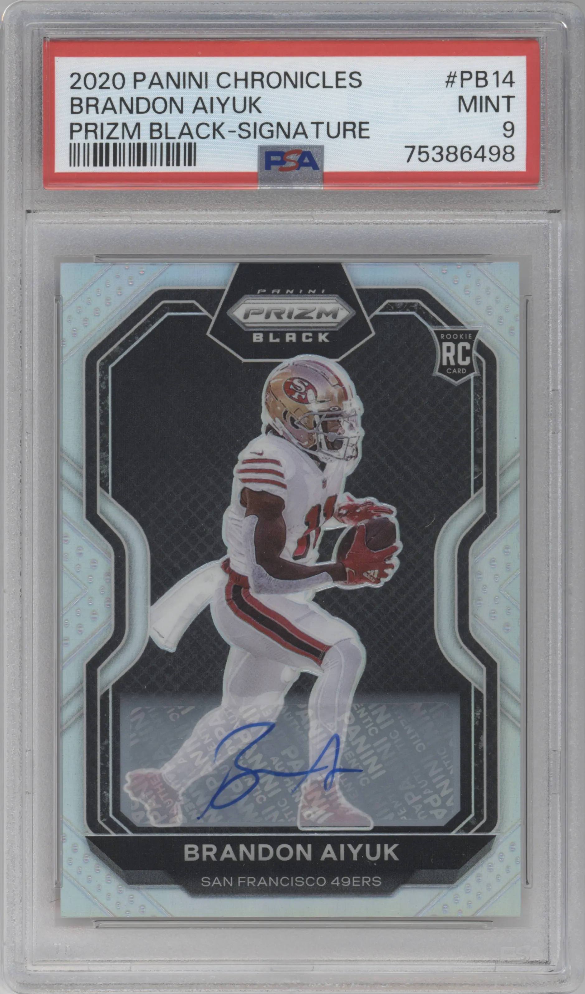 2020 Panini Chronicles Prizm Black Sig. Brandon Aiyuk PSA 9