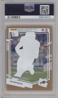 Dalton Kincaid from the 2023 Clearly Donruss set featuring a Orange parallel graded by PSA and given an overall grade of 10.