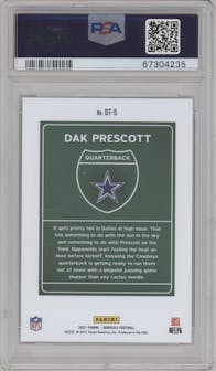 Dak Prescott from the 2021 Panini Donruss set graded by PSA and given an overall grade of 9.