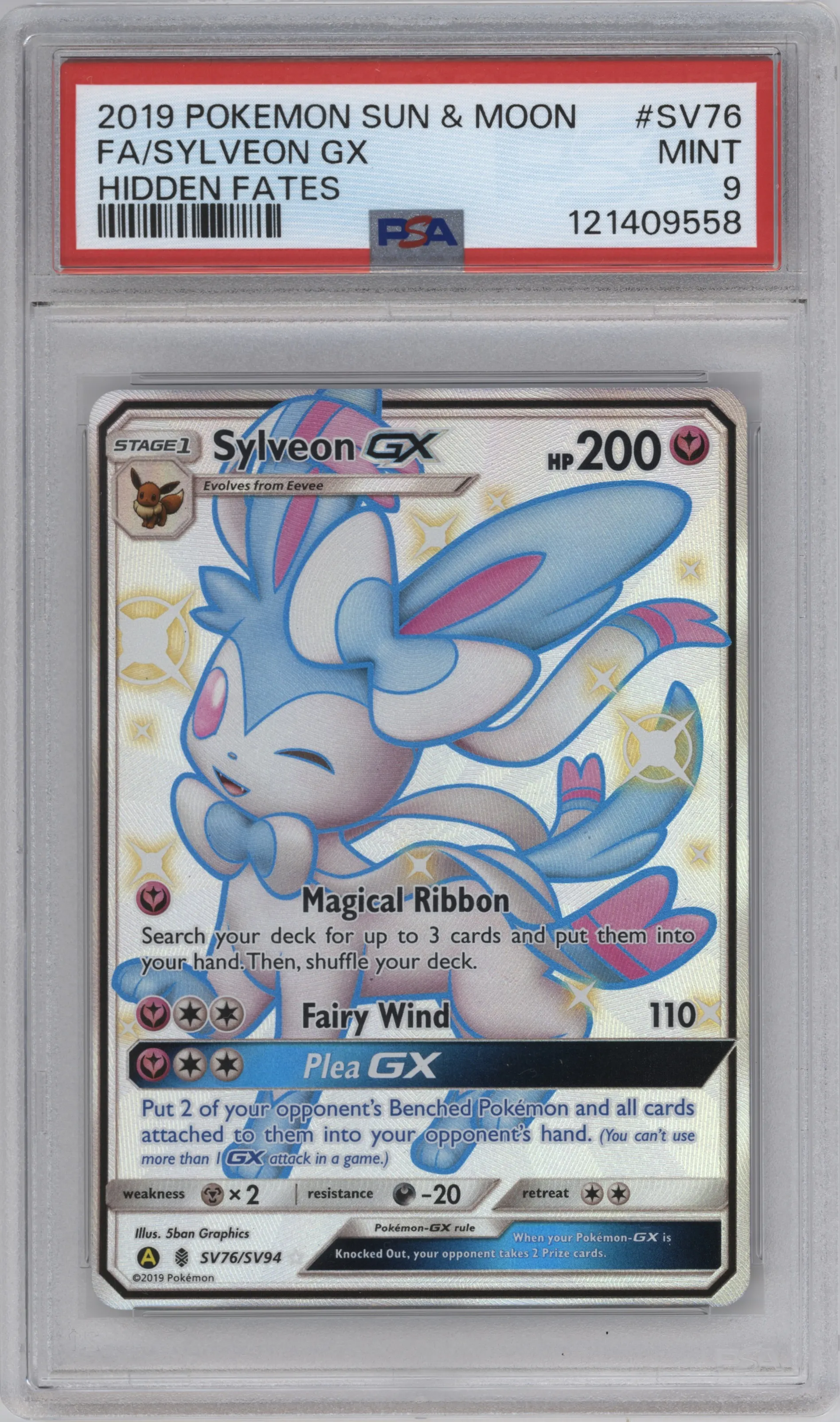 2019 Pokemon S&M Hidden Fates Sylveon GX #SV76 PSA 9