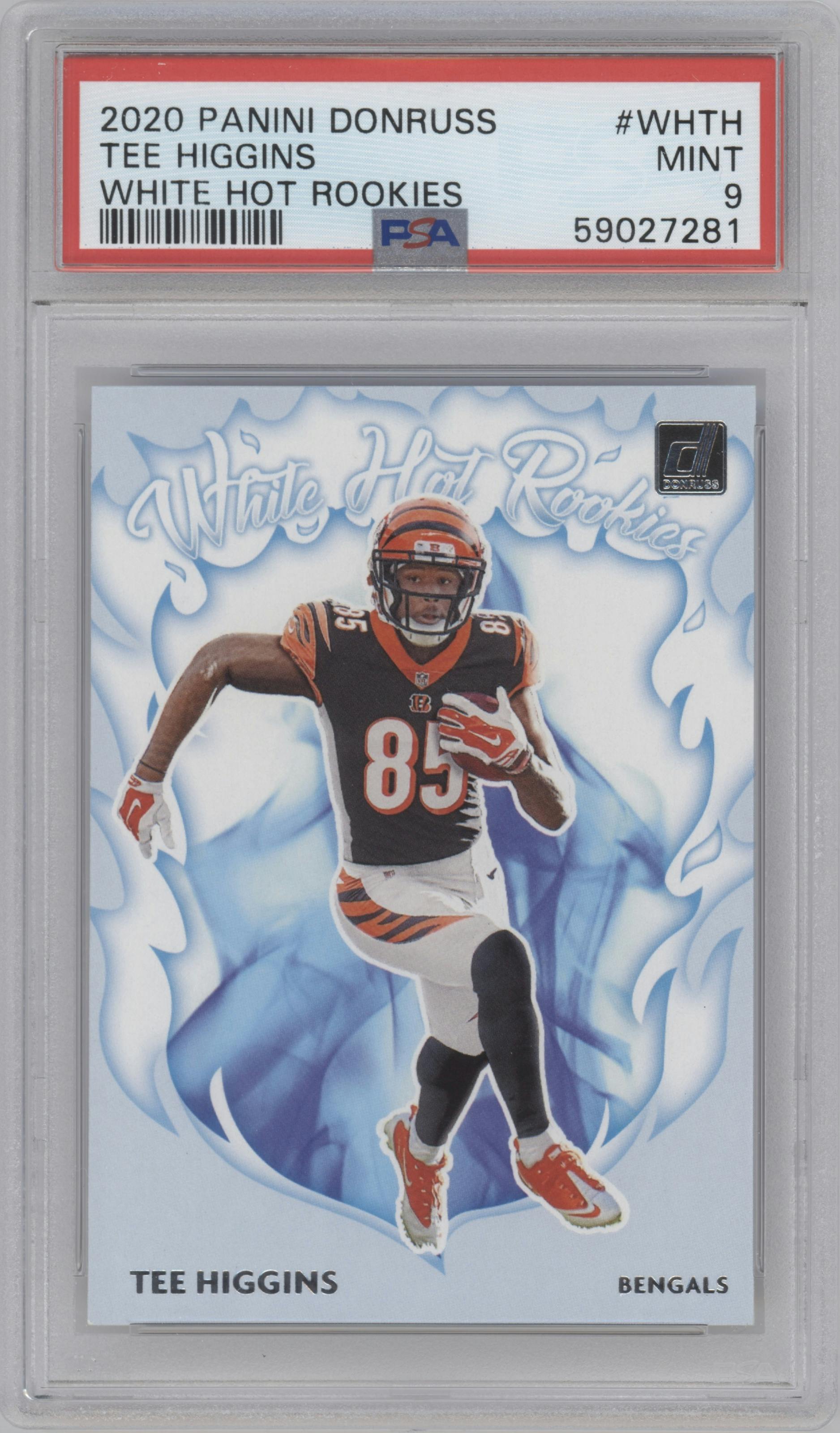 Tee Higgins from the 2020 Panini Donruss set graded by PSA and given an overall grade of 9.