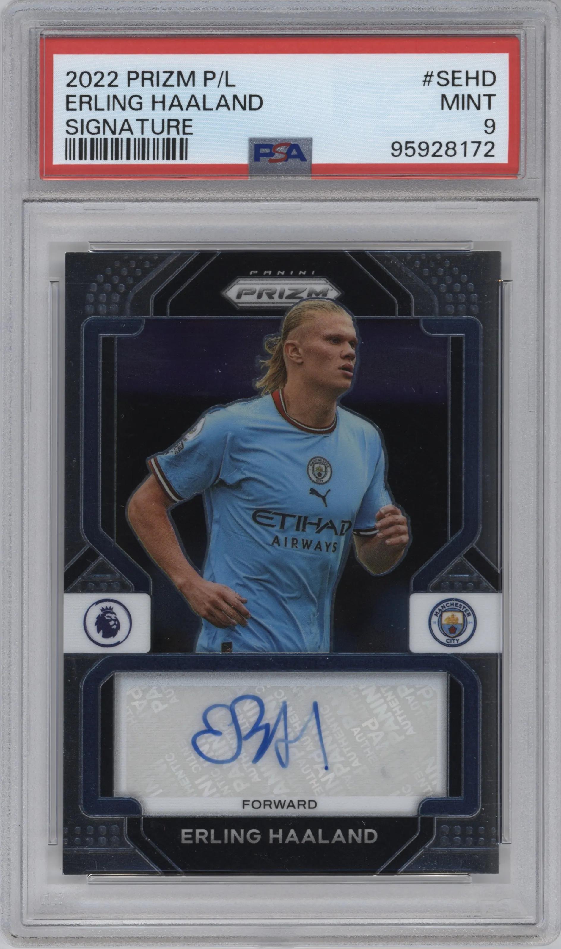 2022 Panini Prizm Premier League Sig. Erling Haaland #S-EHD PSA 9