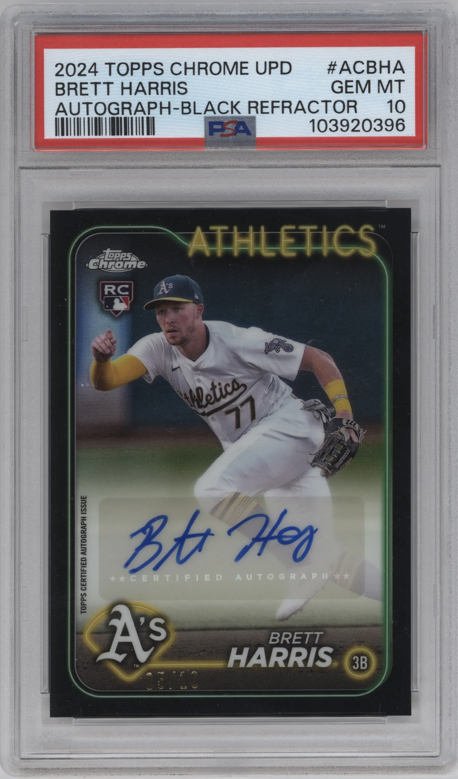 2024 Topps Chrome Update Auto Brett Harris Black Refractor #AC-BHA PSA 10
