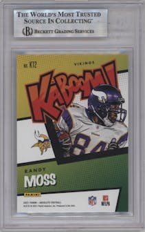Randy Moss from the 2021 Panini Absolute set graded by Beckett and given an overall grade of 9.