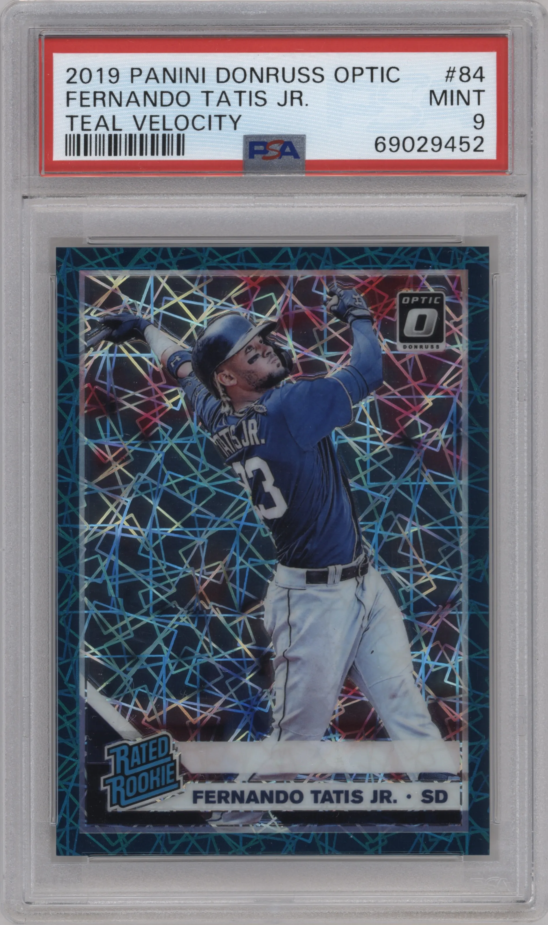 2019 Panini Donruss Optic Rated Rookie Fernando Tatis Jr. Teal Velocity PSA 9