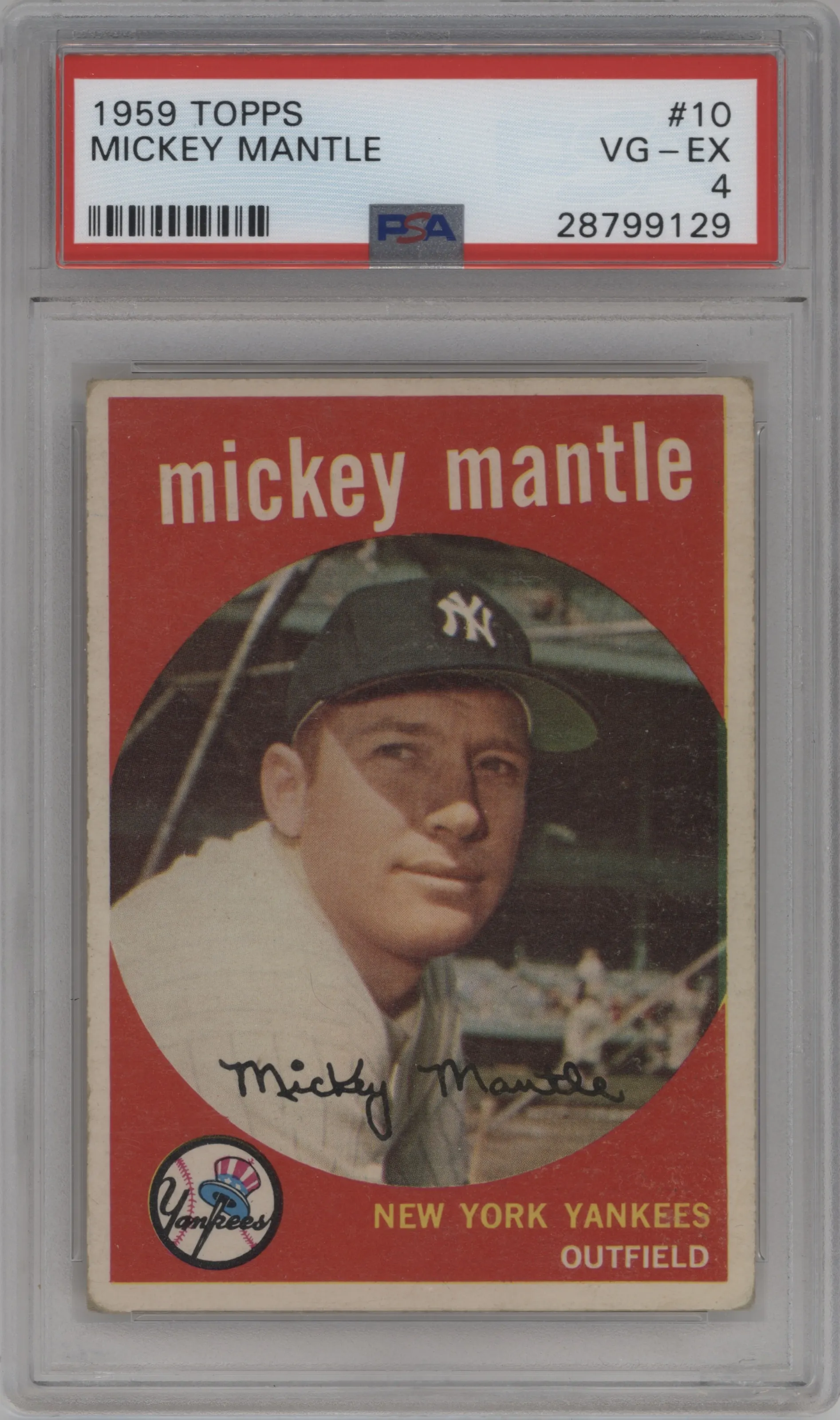 1959 Topps Mickey Mantle #10 PSA 4