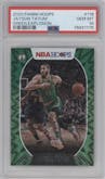 Jayson Tatum from the 2020-21 Panini NBA Hoops set featuring a Green Explosion parallel graded by PSA and given an overall grade of 10.