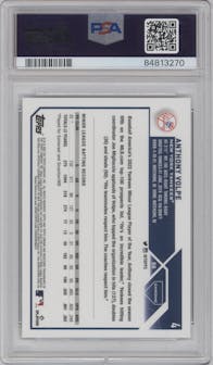 Anthony Volpe from the 2023 Topps Chrome set featuring a Prism Refractor parallel graded by PSA and given an overall grade of 9.