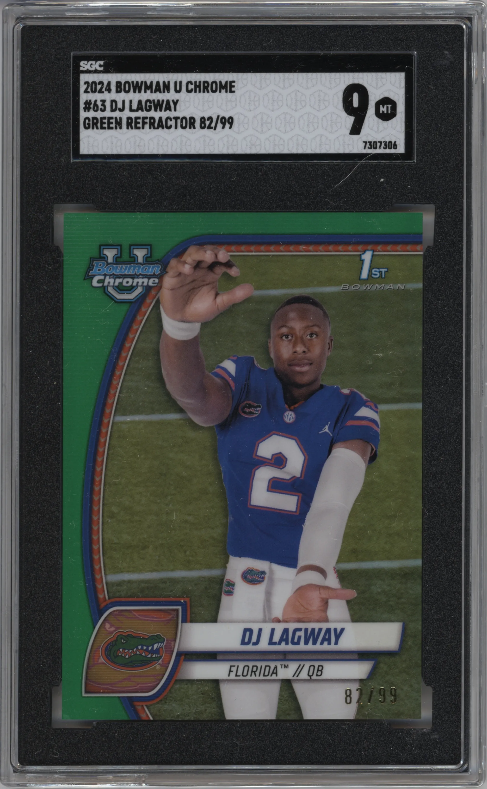 2024 Bowman University Chrome DJ Lagway Green Refractor SGC 9