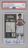Jaden McDaniels from the 2020-21 Panini Contenders set featuring a Finals parallel graded by PSA and given an overall grade of 9.
