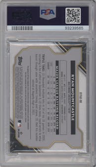 Ryan Mountcastle from the 2021 Topps Triple Threads set featuring a Amethyst parallel graded by PSA and given an overall grade of 9.