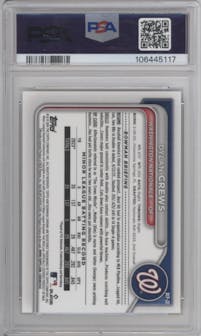 Dylan Crews from the 2024 Bowman set featuring a Gold Shimmer Refractor	 parallel graded by PSA and given an overall grade of 10.