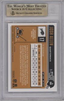 Josh Allen from the 2018 Panini Honors set featuring a Purple FOTL parallel graded by Beckett and given an overall grade of 9.5.