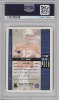 Tom Brady from the 2000 Upper Deck Victory set graded by PSA and given an overall grade of 7.