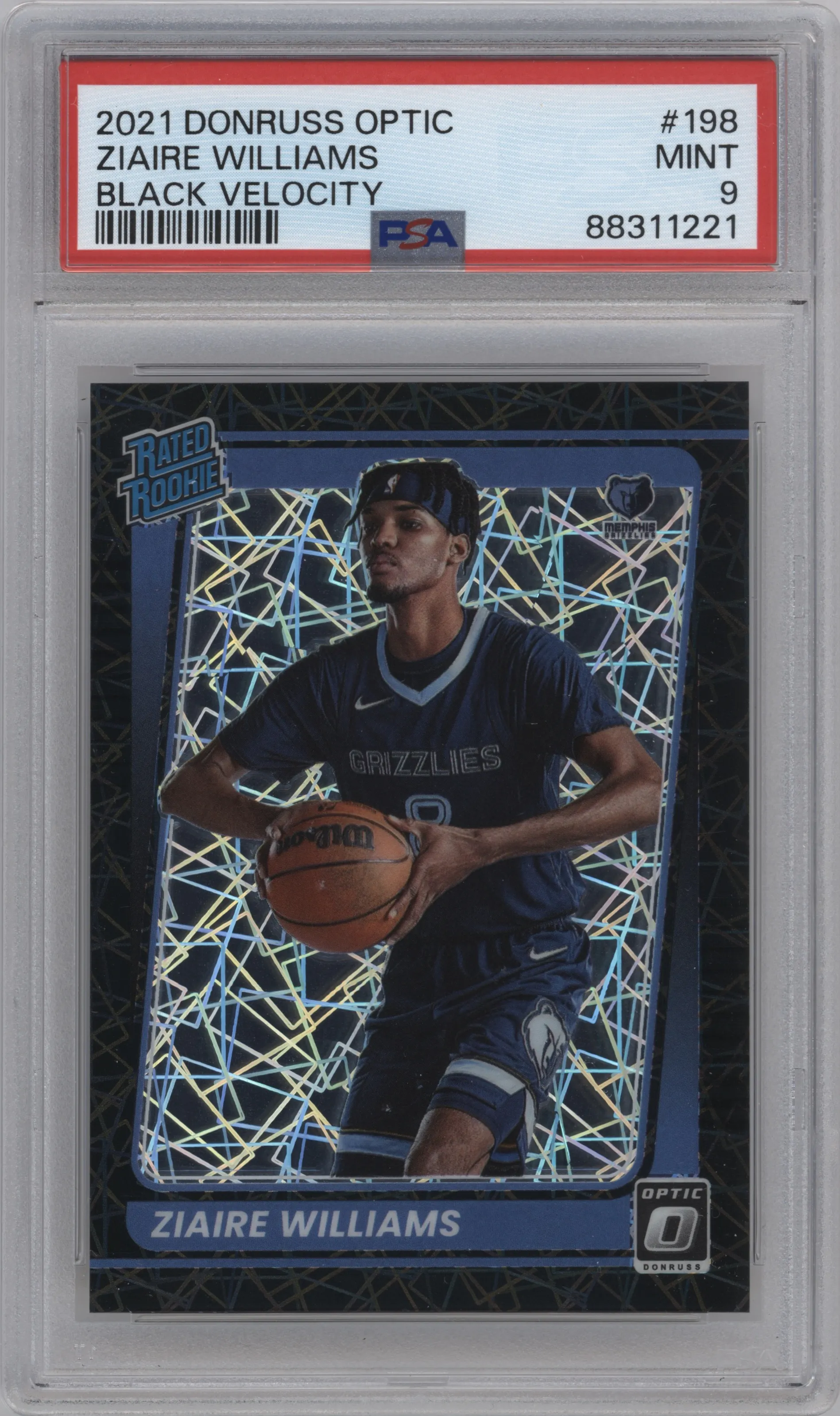 2021 Panini Donruss Optic Rated Rookie Ziaire Williams Black Velocity PSA 9