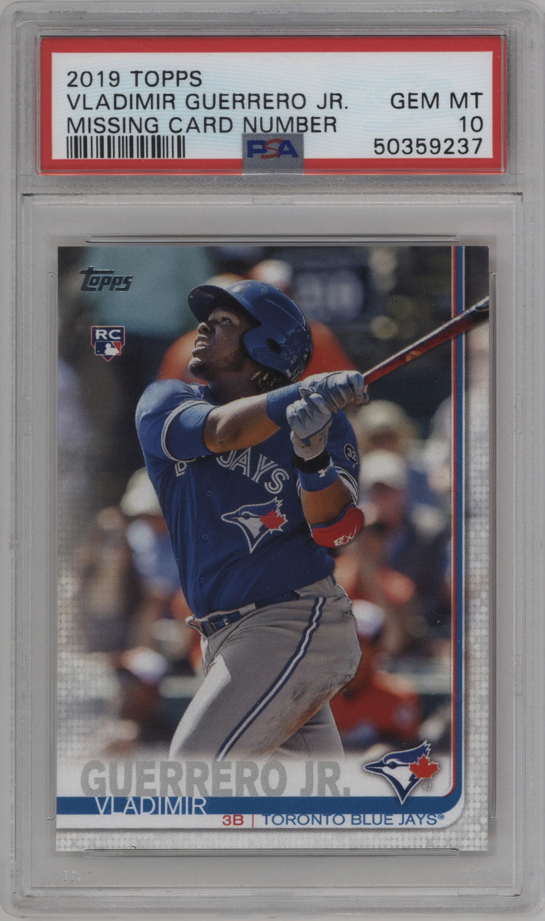 2019 Topps Series 2 SP Vladimir Guerrero Jr. Missing Card Number #NNO PSA 10