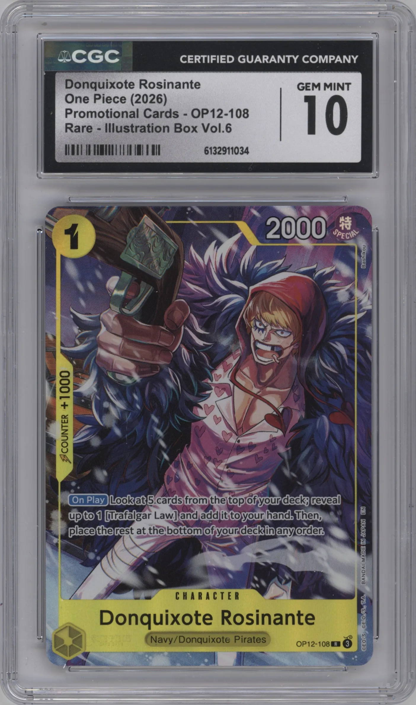 2026 One Piece Illustration Box Vol.6 Donquixote Rosinante R #OP12-108 R CGC 10