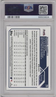 Michael Harris II from the 2023 Topps Chrome set featuring a Purple Speckle Refractor parallel graded by PSA and given an overall grade of 10.