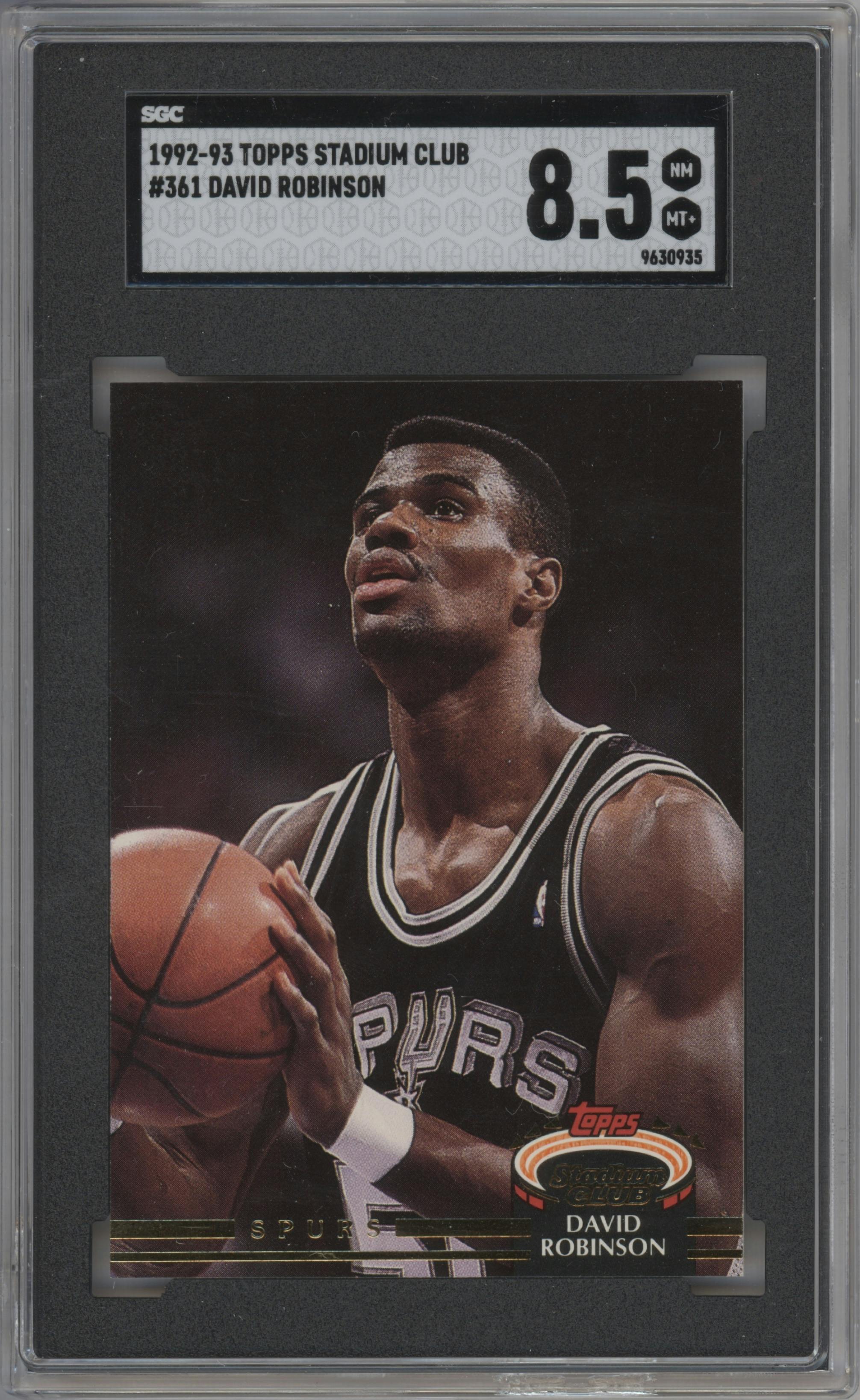 David Robinson from the 1992-93 Topps Stadium Club set graded by SGC and given an overall grade of 8.5.