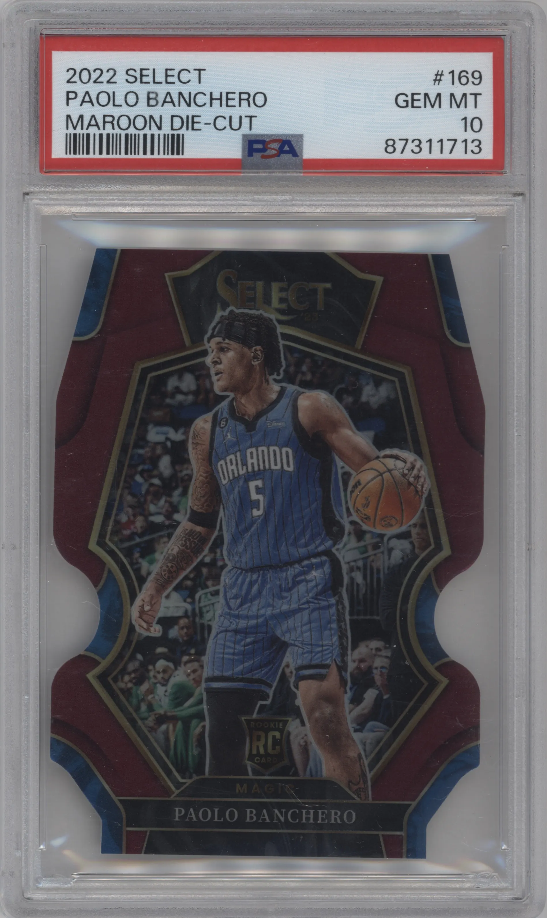 2022 Panini Select Pre.Lvl. Paolo Banchero Die-Cut Maroon PSA 10